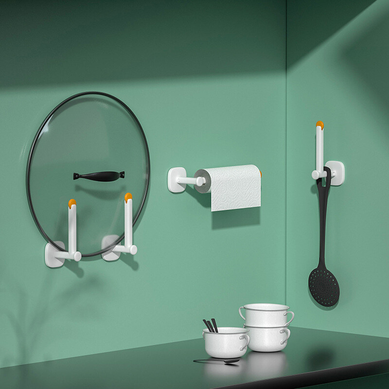 360 degree rotation Kitchen Roll Paper Self Adhesive Wall Mount Toilet Paper Holder plastic ABS Bathroom Tissue Towel Holder Accessories Rack Holders  key hat COAT Clothes hanger
